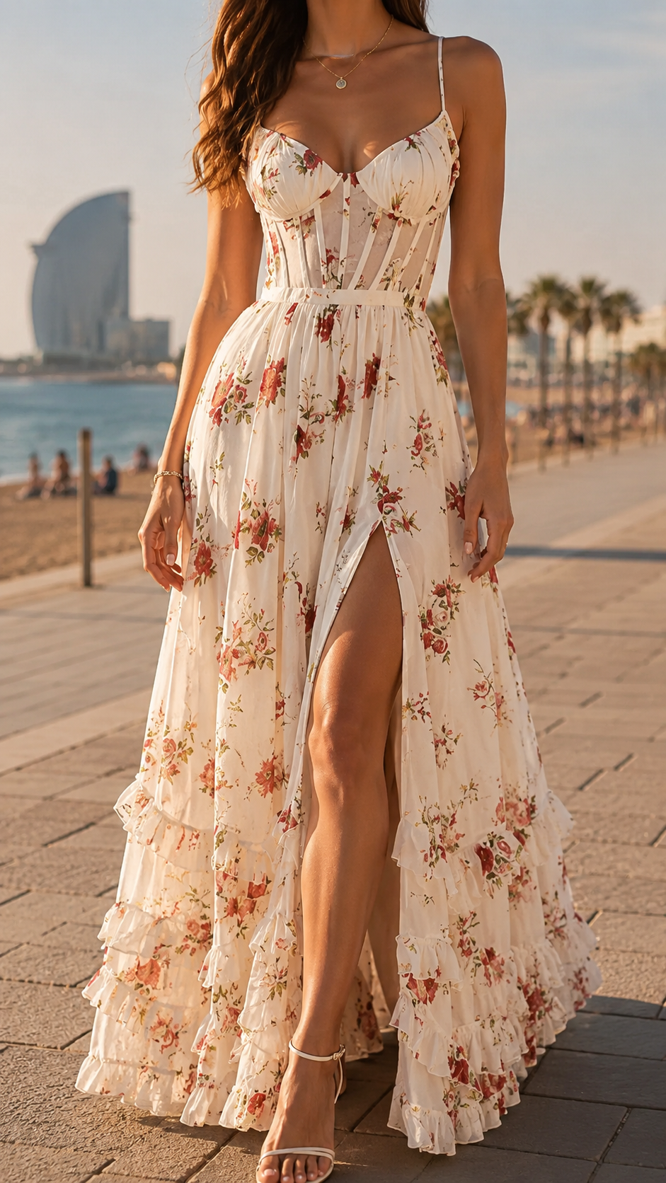 White floral / XXL