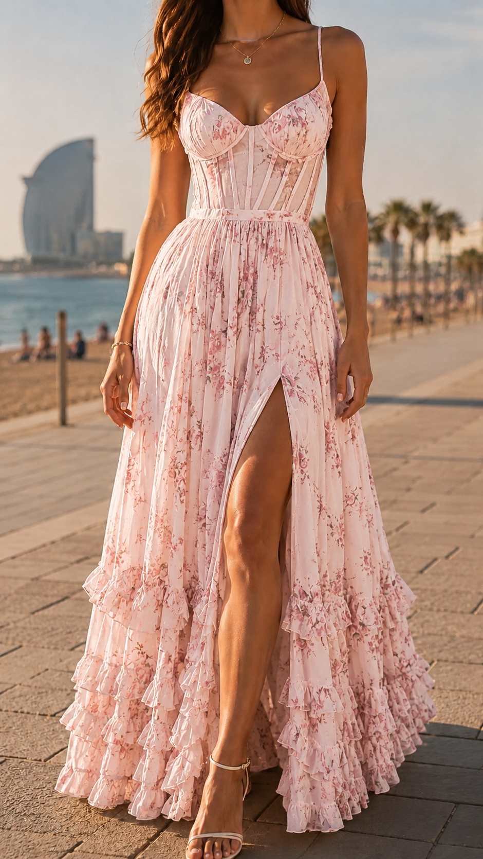 Light pink floral / XXL