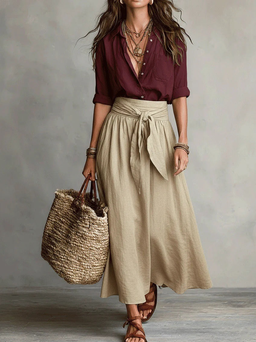 Khaki and Burgundy / 4XL