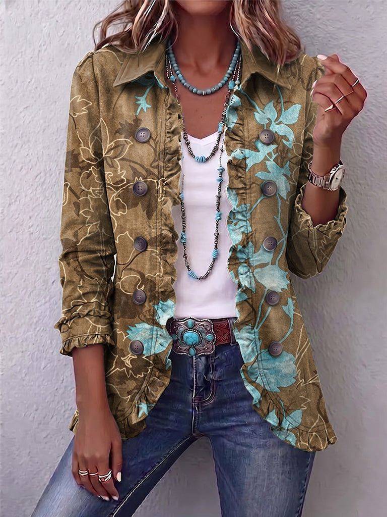 Olive and Turquoise Floral / 3XL
